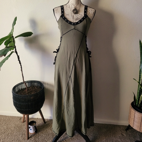 Hot Topic Dresses & Skirts - Social Collision Green & Black Lace-Up Dress